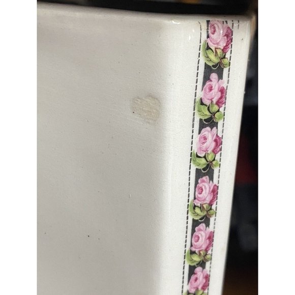 Ditmar Urbach Floral White Porcelain Salt Box Czechoslovakia Wood Lid - Picture 12 of 12